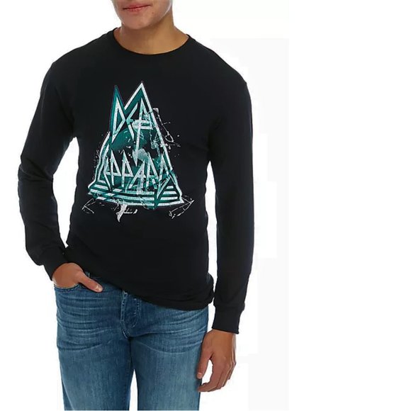 Def Leppard Logo metal rock Official cotton long sleeve T-Shirt M NWT - Picture 1 of 2